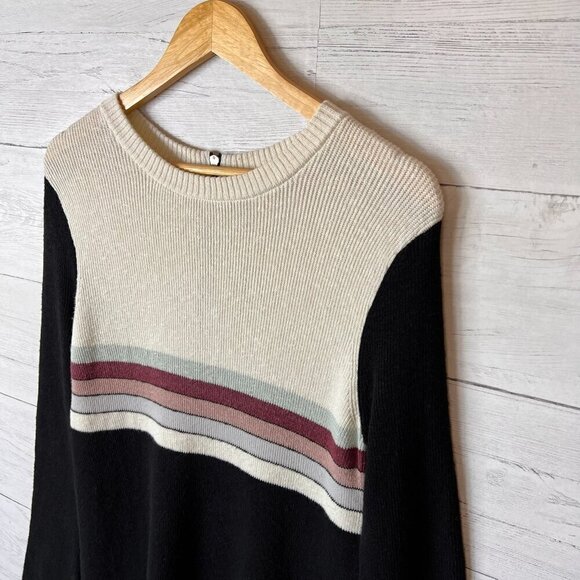 Free People Sweater Dress Womens Size Medium Black Colorblock Swit Linen Blend - Picture 10 of 16